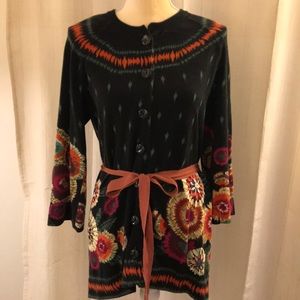 Anthropologie Sparrow Ribbon Embroidered Cardigan
